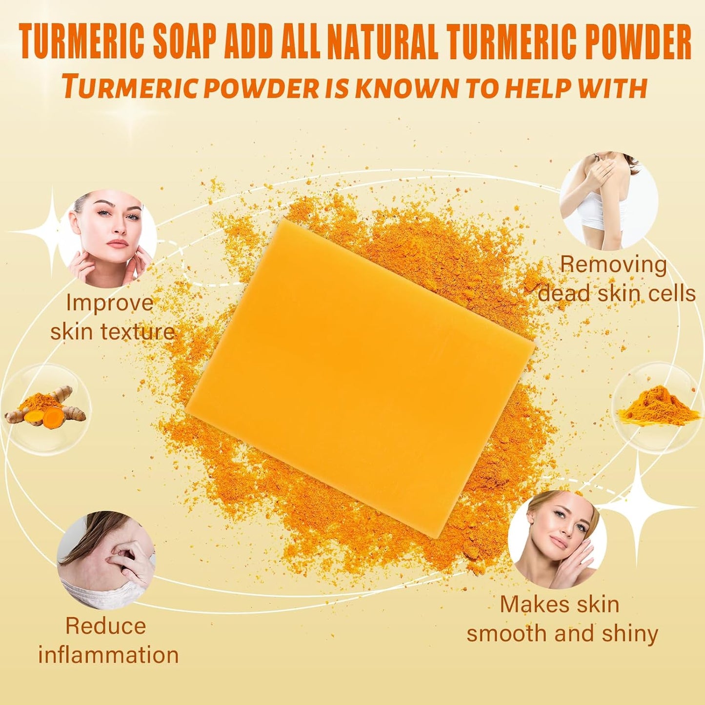 5 Pack Turmeric Soap Bar Turmeric Skincare, Exfoliating Tumeric Soap Nourishing Turmeric Facial Cleanser Turmeric Face Cream Toner Serum, Travel Size